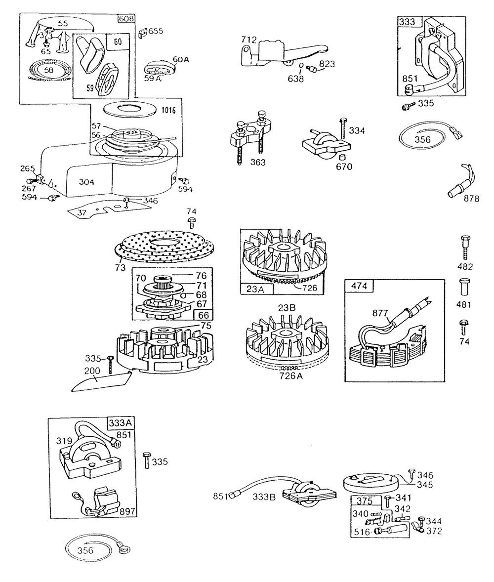 Flywheels,electrical,rewind Diagram and Parts List for 131922-0170-XX  Briggs and Stratton Engine